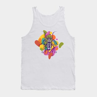 Print with Ornate Exotic Beetle Tank Top